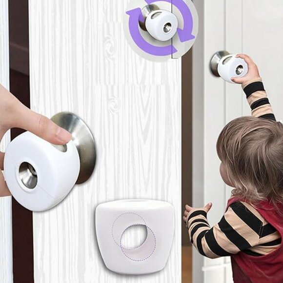 Child Proof Door Knob Covers, 4-Pack Door Knob Safety Cover for Kids, Door Locks - Picture 7 of 7